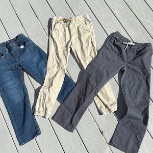 3 pairs of pants:Denizen jeans, Old Navy grey, Old Navy tan size 10